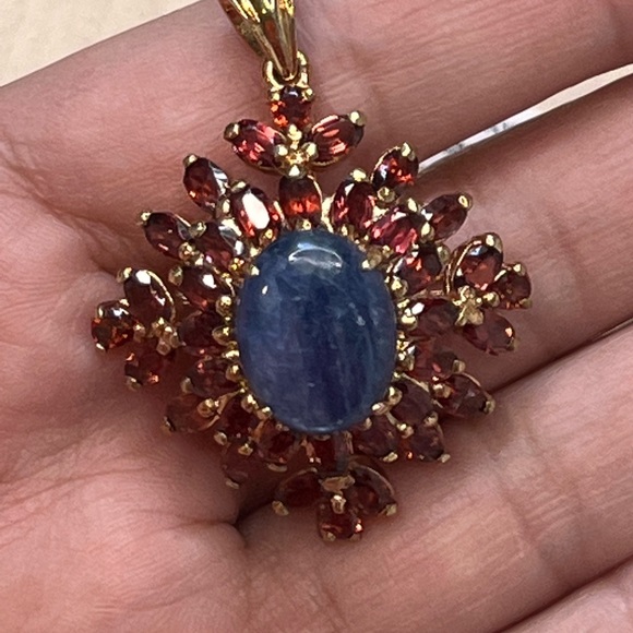 genuine Kyanite 18K gold over 925 sterling silver handcrafted. Pendant